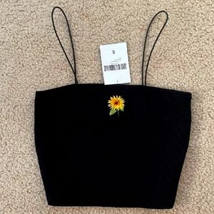 Black spaghetti strap crop top